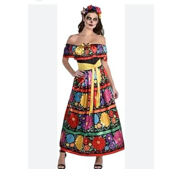 NWT - Adult Day of the Dead Sugar Skull Beauty Costume (MED/LG)) - Picture 1 of 3